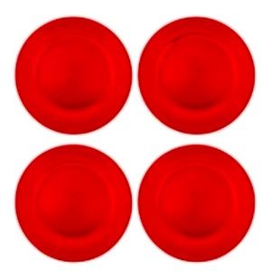 Red Homewear Beaded Round Plastic Holiday Party Dinner 13” Charger Plates Set 4